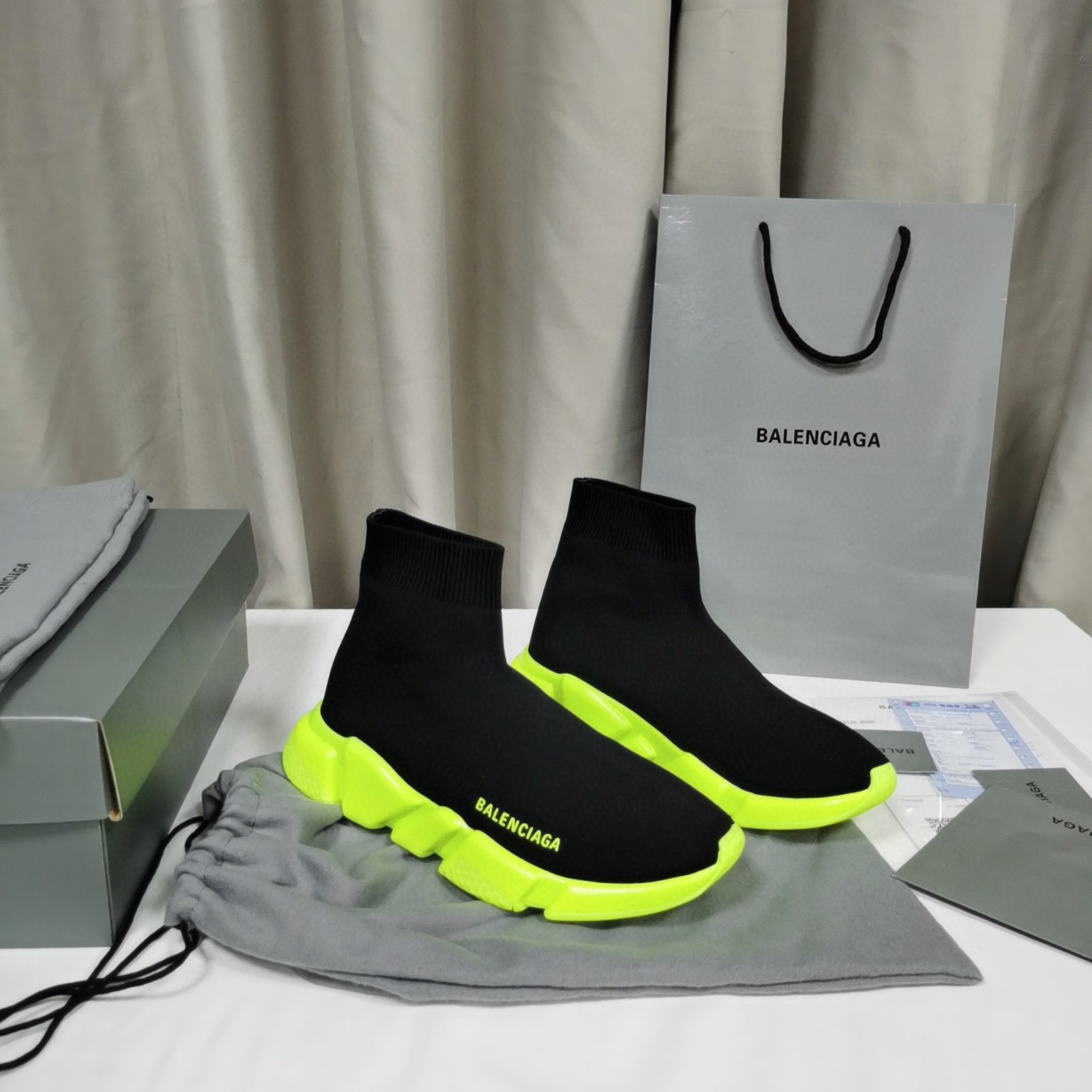 balenciaga sock sneakers - size 35-44 - black/neon yellow - Image 7