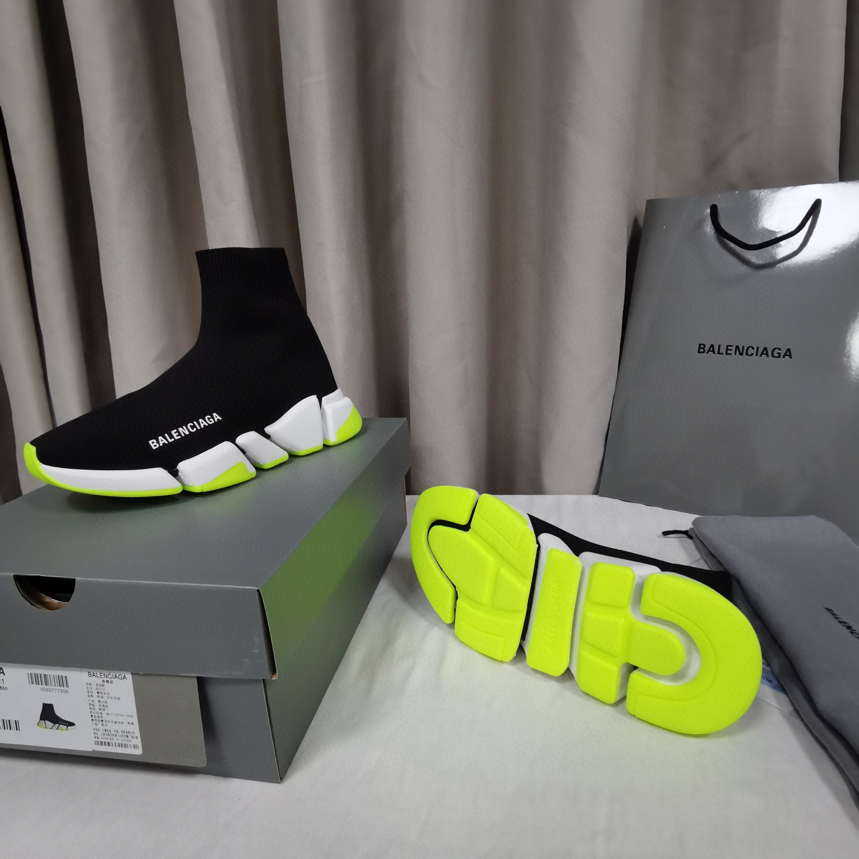 balenciaga sock sneakers 35-44 - black/neon green - Image 7