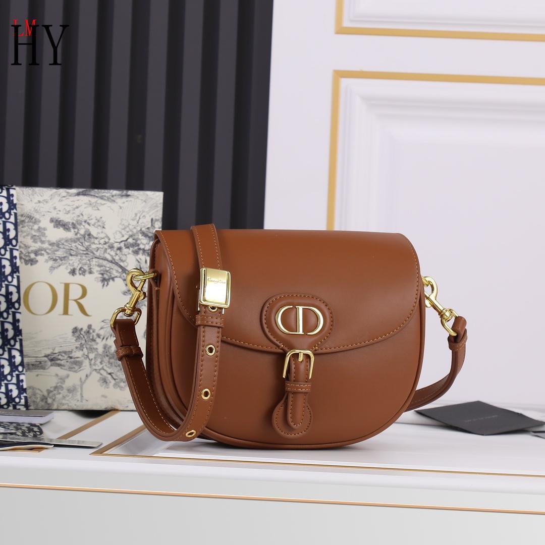 dior brown leather crossbody bag - 22cm