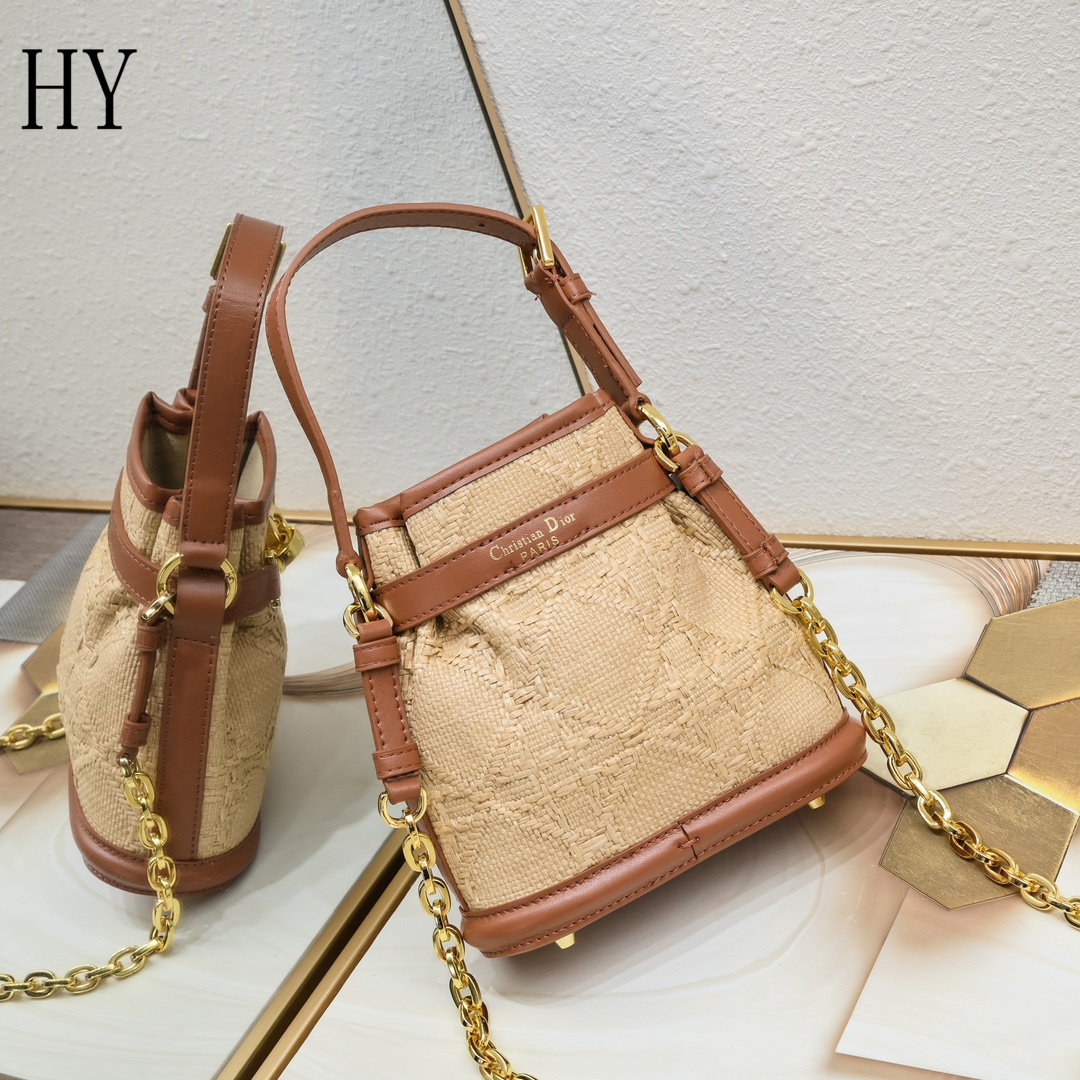 dior mini bucket bag 17x7x18 cm - beige & brown - Image 7