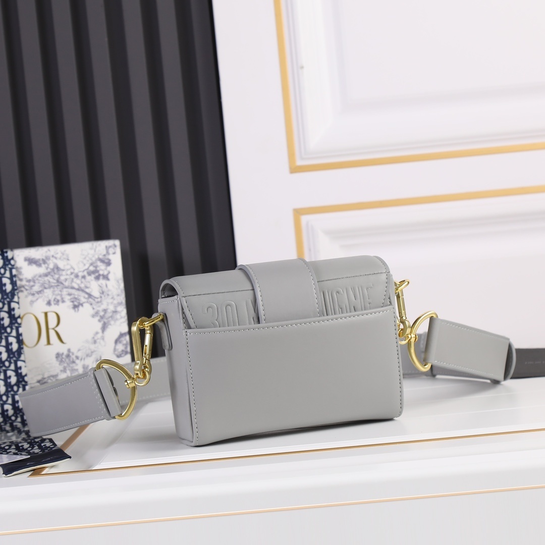 dior gray leather handbag 17.5x11.5x5cm - Image 7