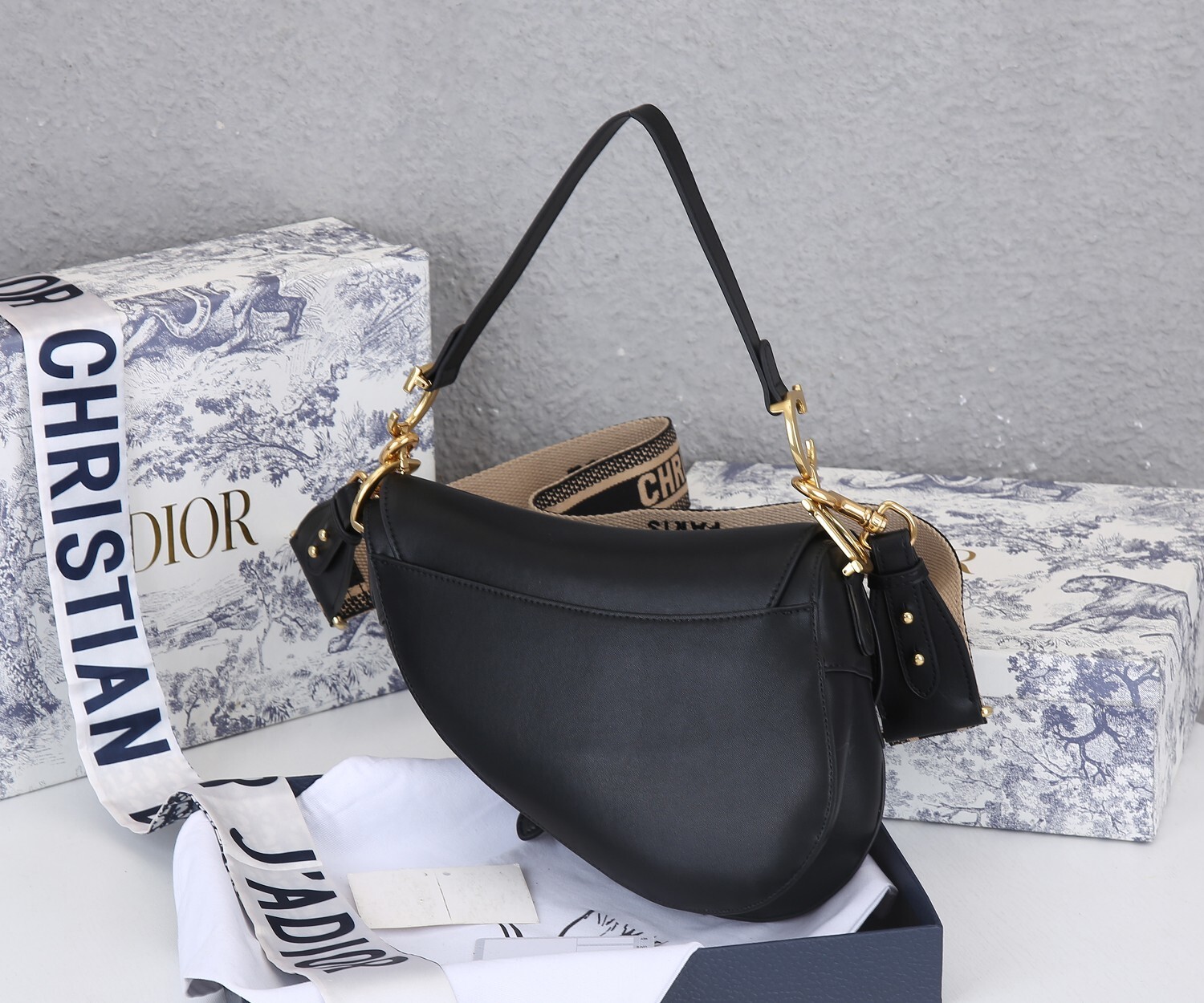 dior saddle bag - black leather, 25.5x20x6.5 cm - Image 7
