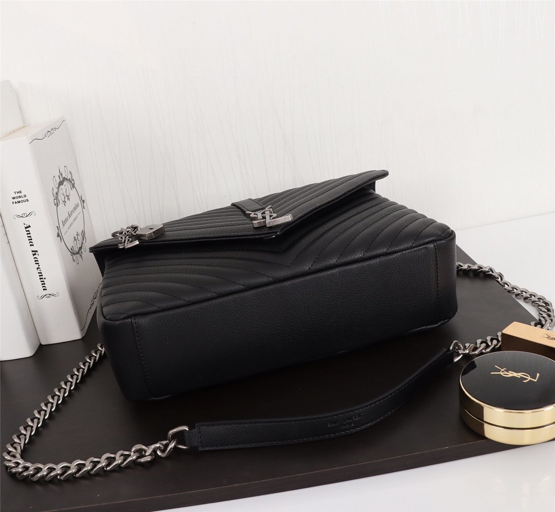 yves saint laurent black quilted handbag 32x21x9 cm - Image 7