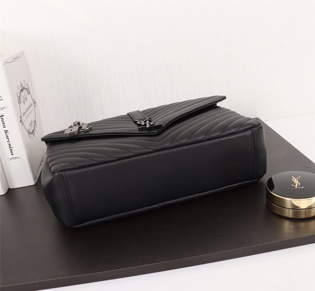 yves saint laurent black chevron handbag 32*21*9 - Image 7