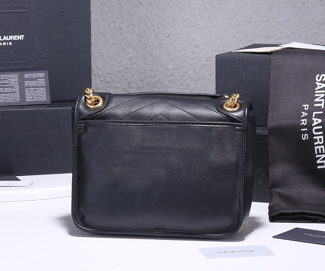 yves saint laurent black leather shoulder bag 23x16.5x12 - Image 7