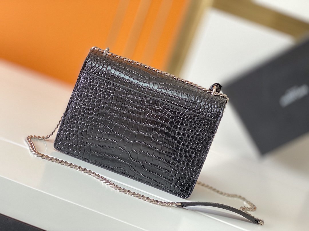 yves saint laurent black croc-embossed bag 22×8×16 - Image 7