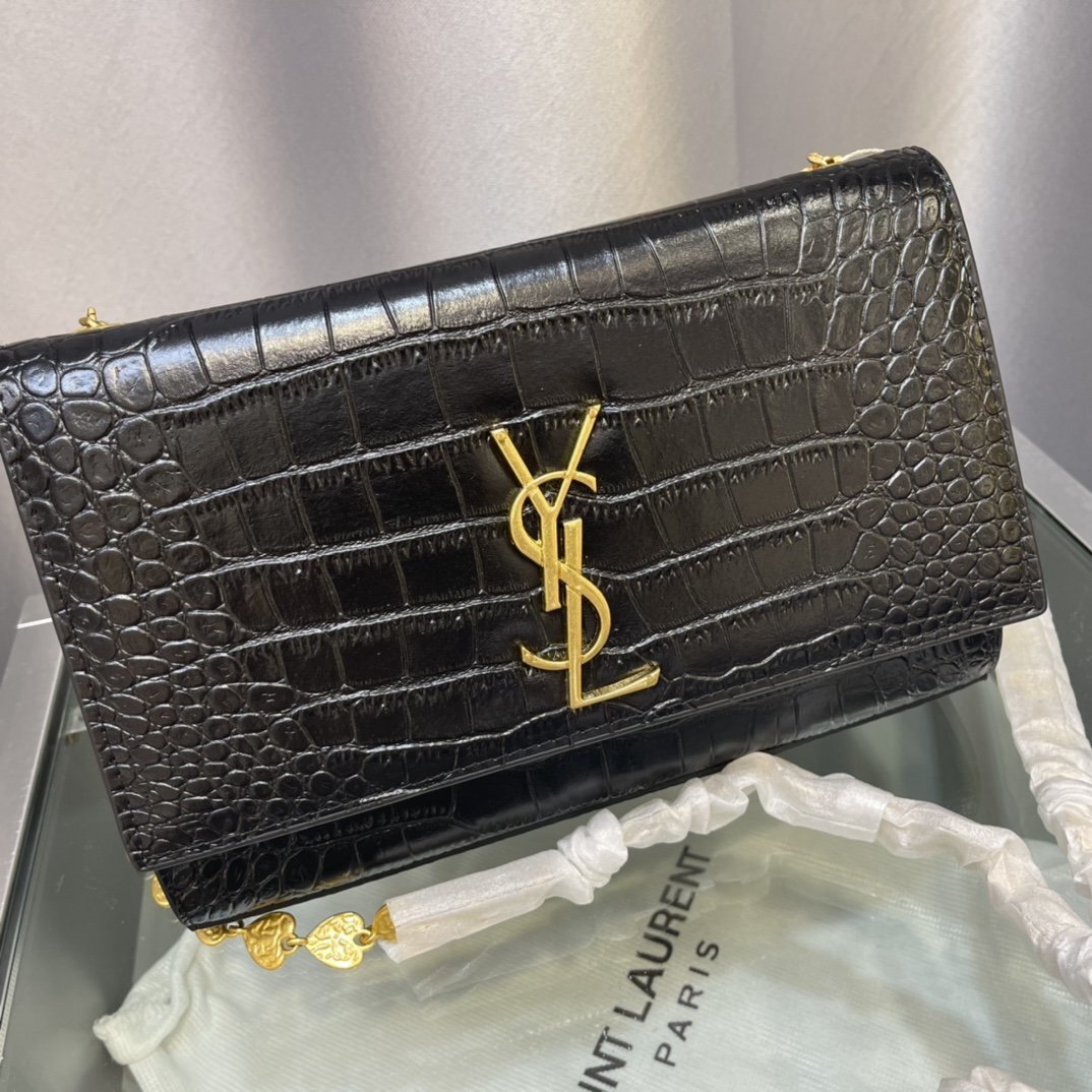 yves saint laurent black croc-embossed leather wallet - Image 7