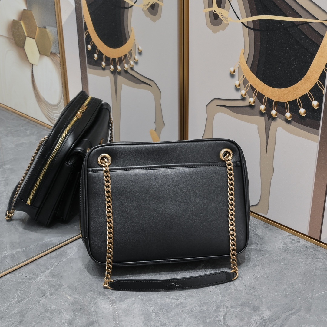 yves saint laurent black leather handbag 26*19*13 - Image 7