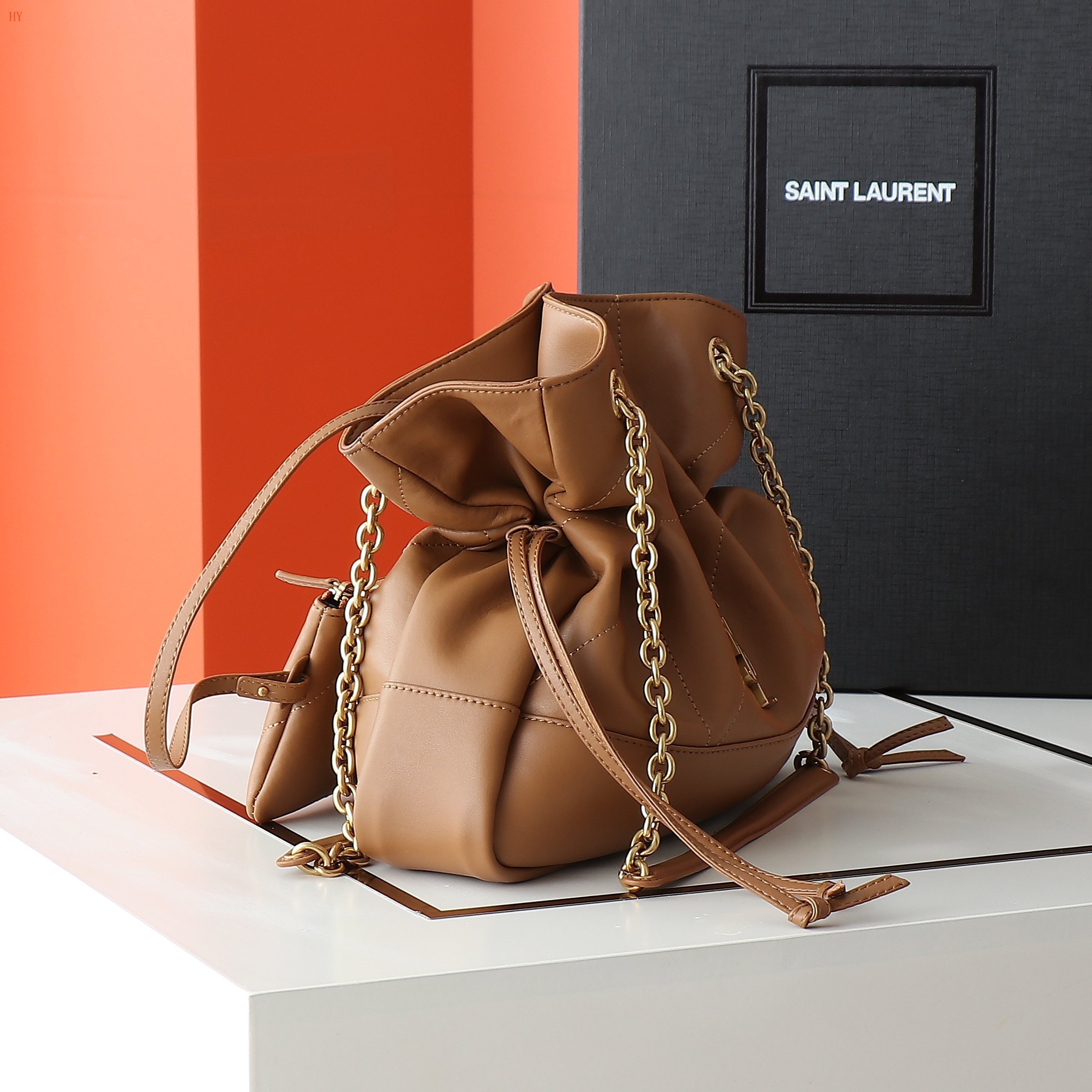 yves saint laurent brown quilted bucket bag 29*25*11 - Image 7