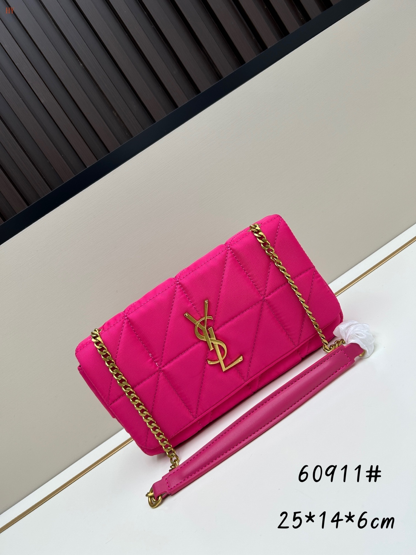 yves saint laurent pink quilted wallet on chain - 25*14*6 cm