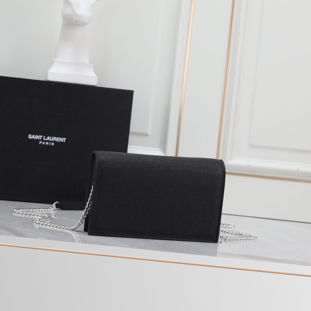 yves saint laurent black wallet on chain - 19x12.5x4 cm - Image 7