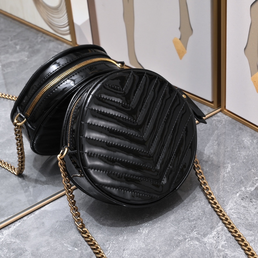 yves saint laurent black quilted round crossbody bag - Image 7