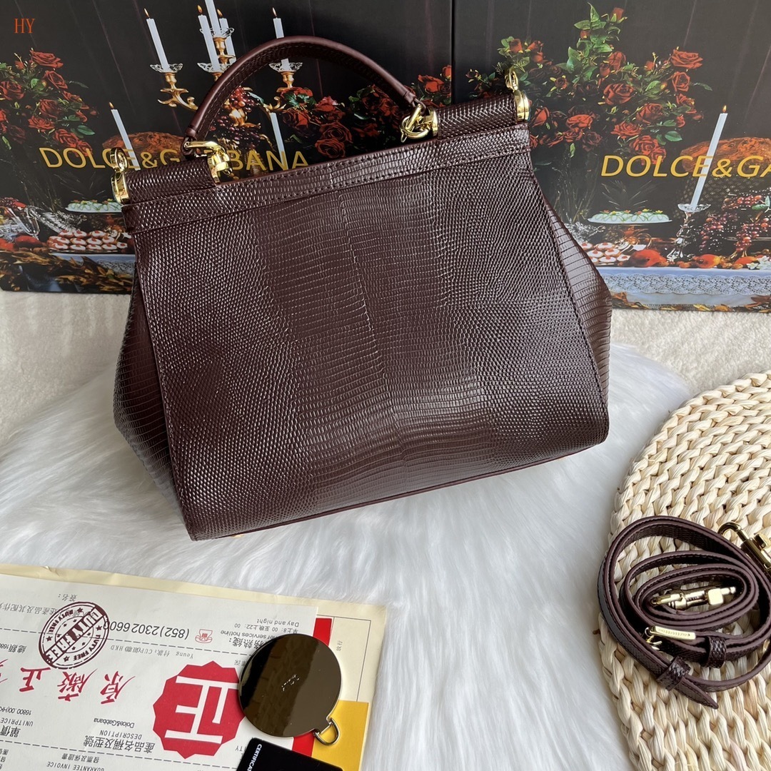 dolce & gabbana brown textured handbag 25x20x12 cm - Image 7