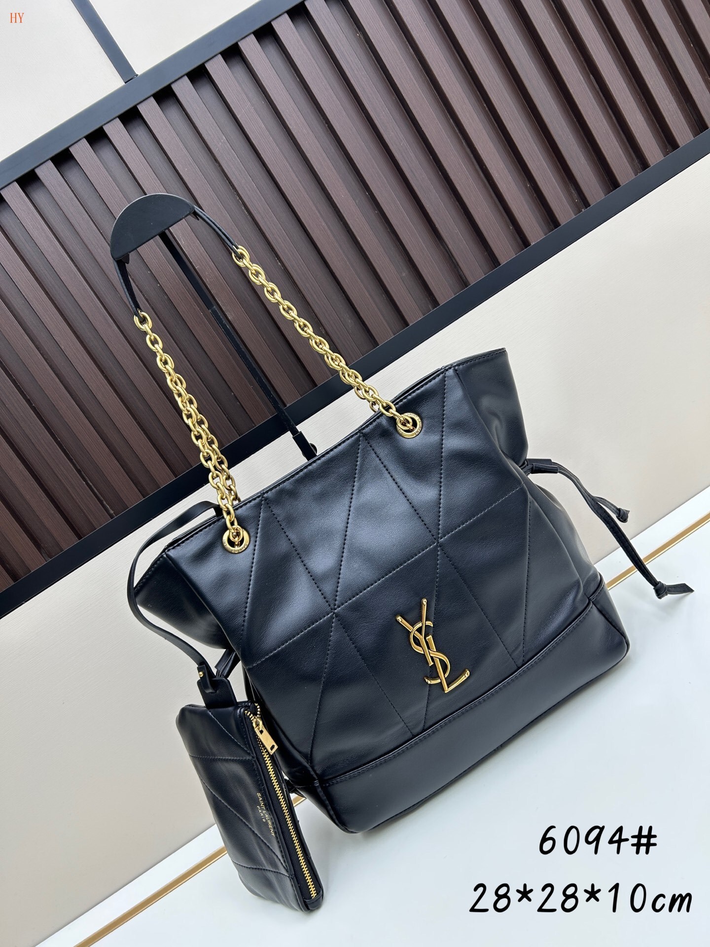yves saint laurent quilted black tote bag 28x28x10 cm