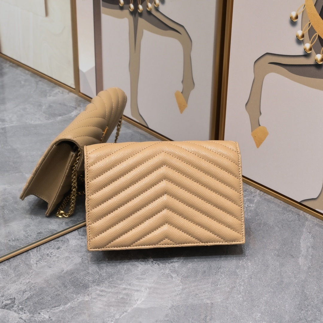yves saint laurent beige chevron crossbody bag - 20×17×6cm - Image 7