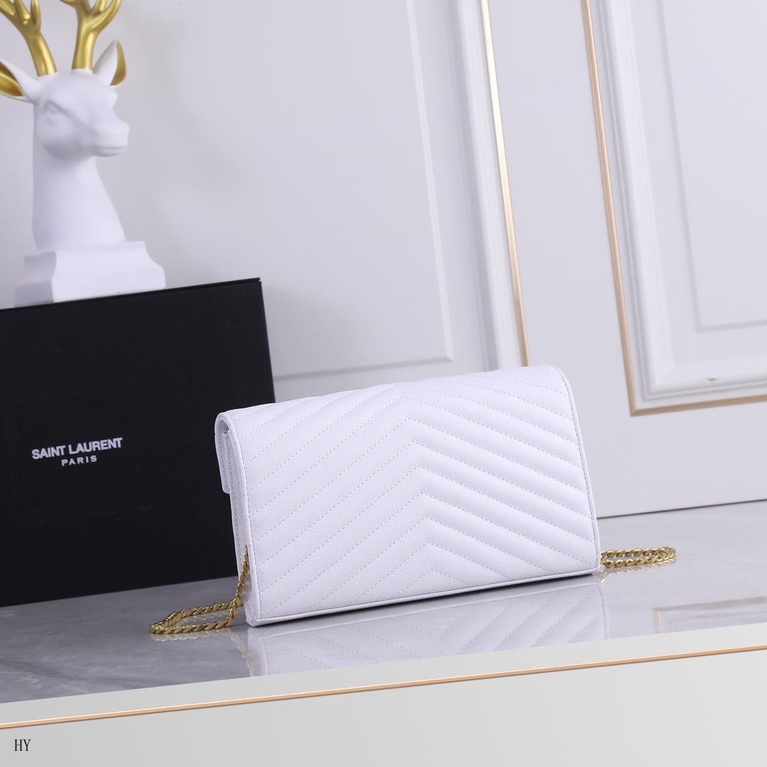 yves saint laurent quilted white leather wallet on chain - Image 7