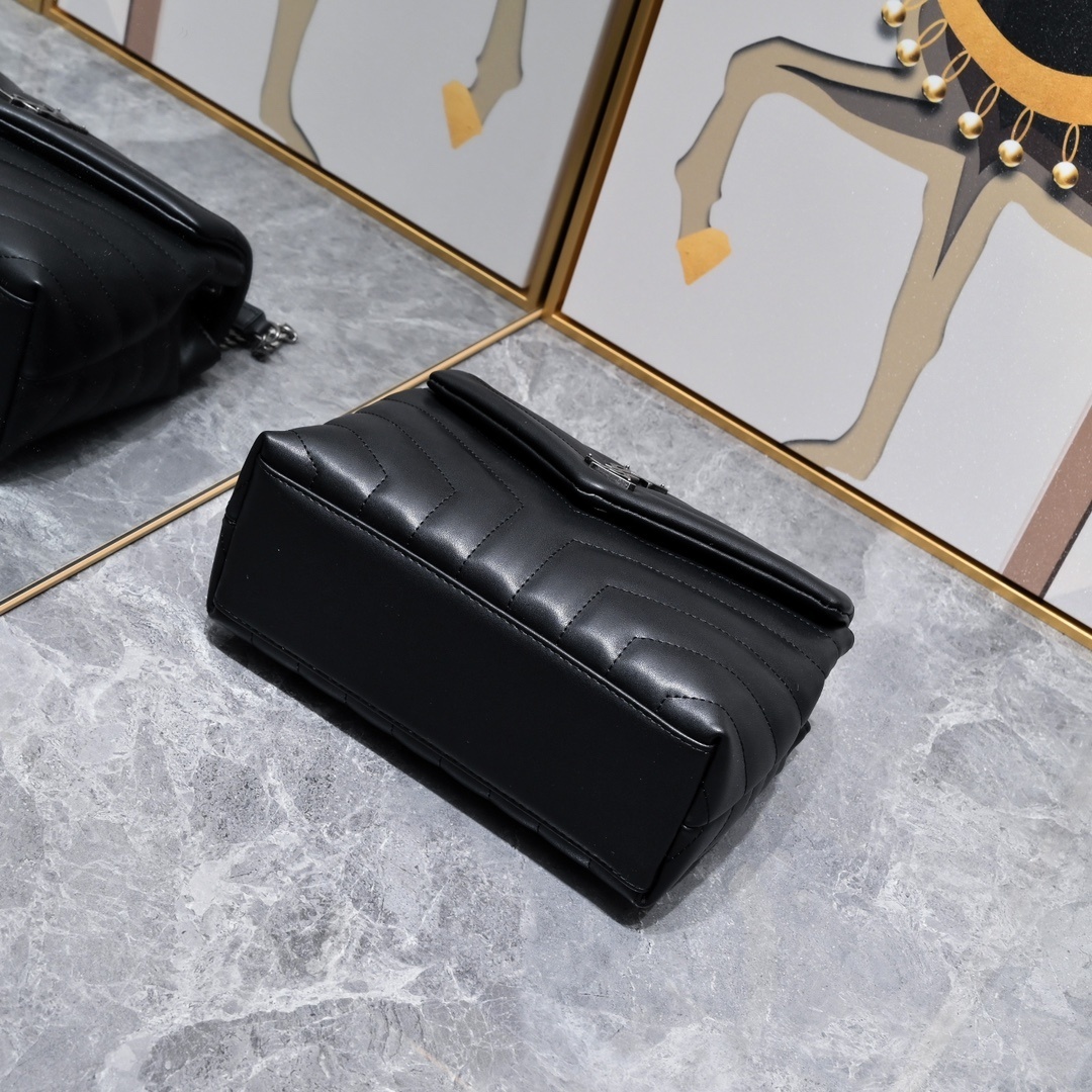yves saint laurent 24cm black leather shoulder bag - Image 7