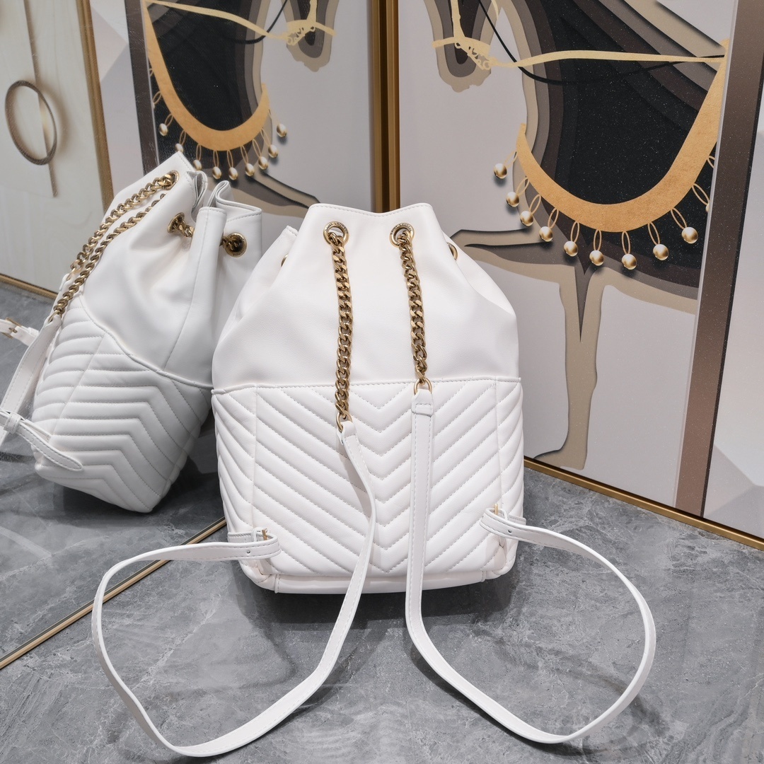 yves saint laurent white quilted backpack 22×29×15cm - Image 7