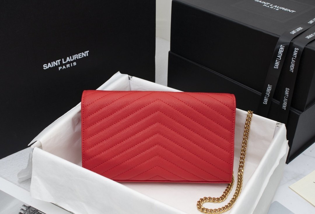 yves saint laurent red quilted leather bag 22.5x14x4 - Image 7