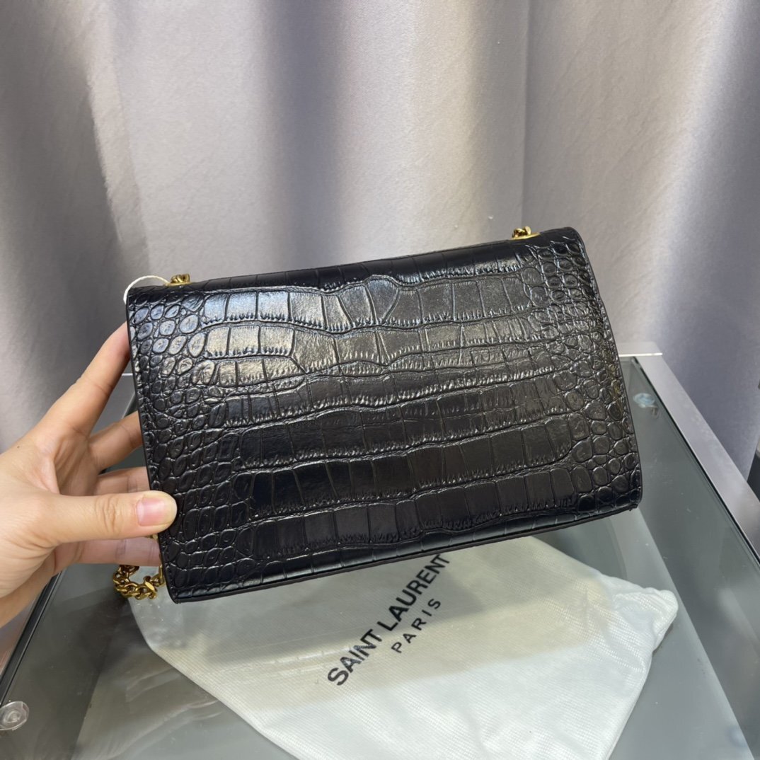 yves saint laurent black crocodile-effect wallet on chain - Image 7