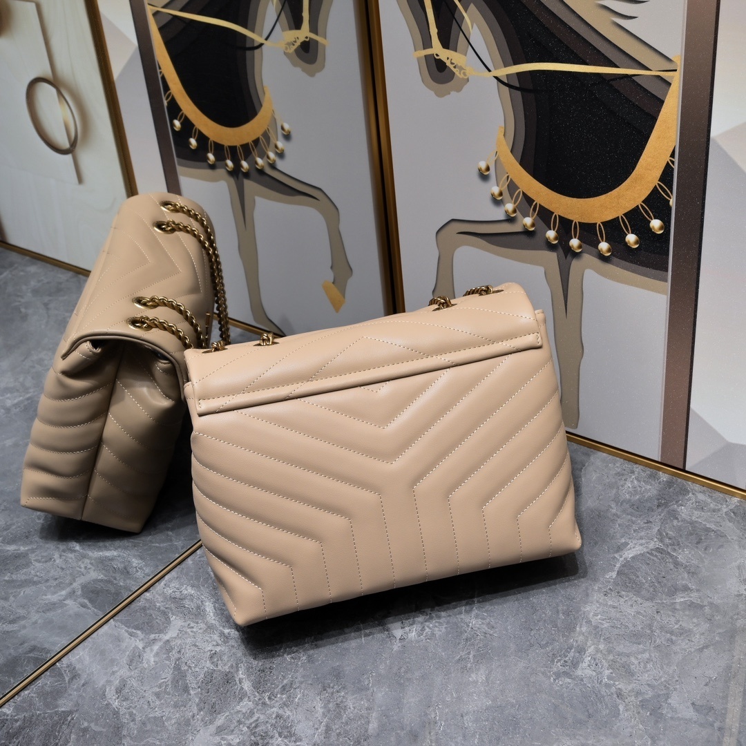 yves saint laurent beige quilted handbag 31*22*11 - Image 7
