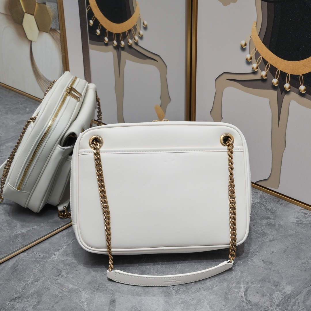 yves saint laurent white leather handbag 26x19x13 cm - Image 7