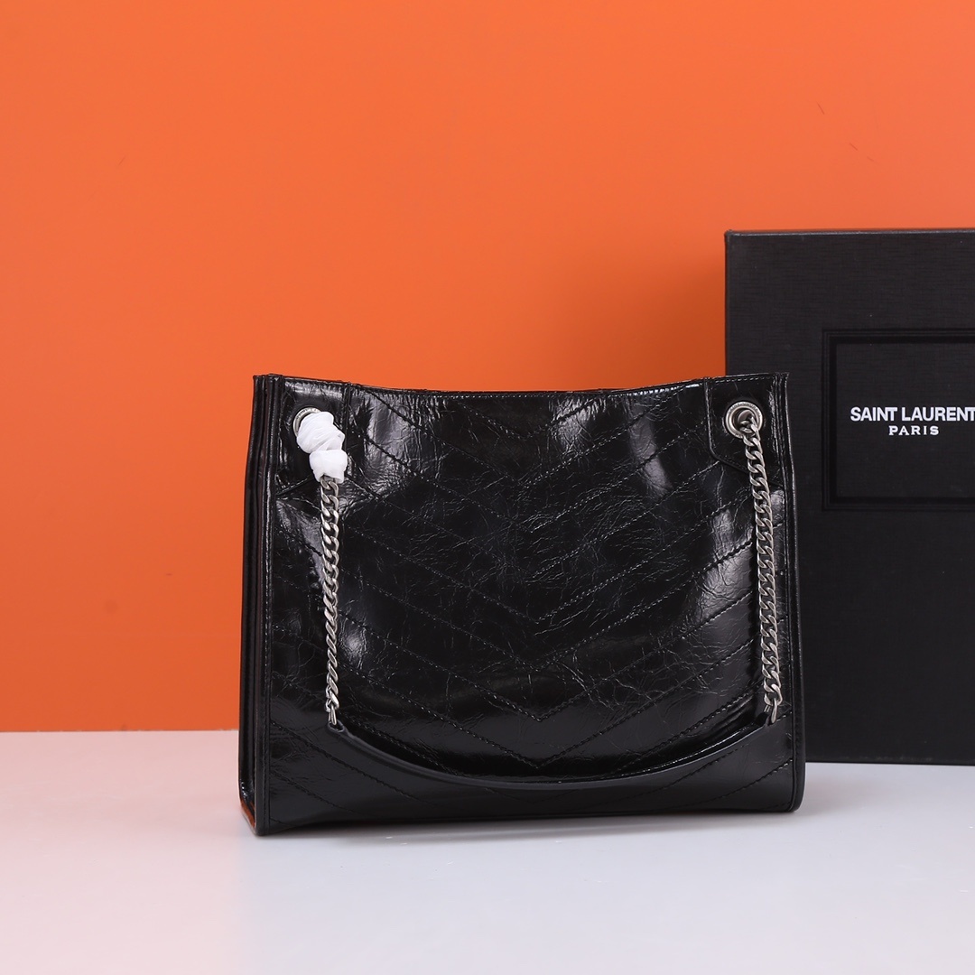yves saint laurent black leather handbag 33-27-11.5cm - Image 7