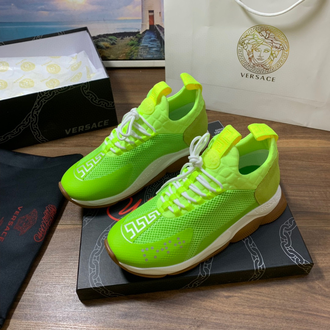 versace neon green sneakers for couples - sizes 35-44