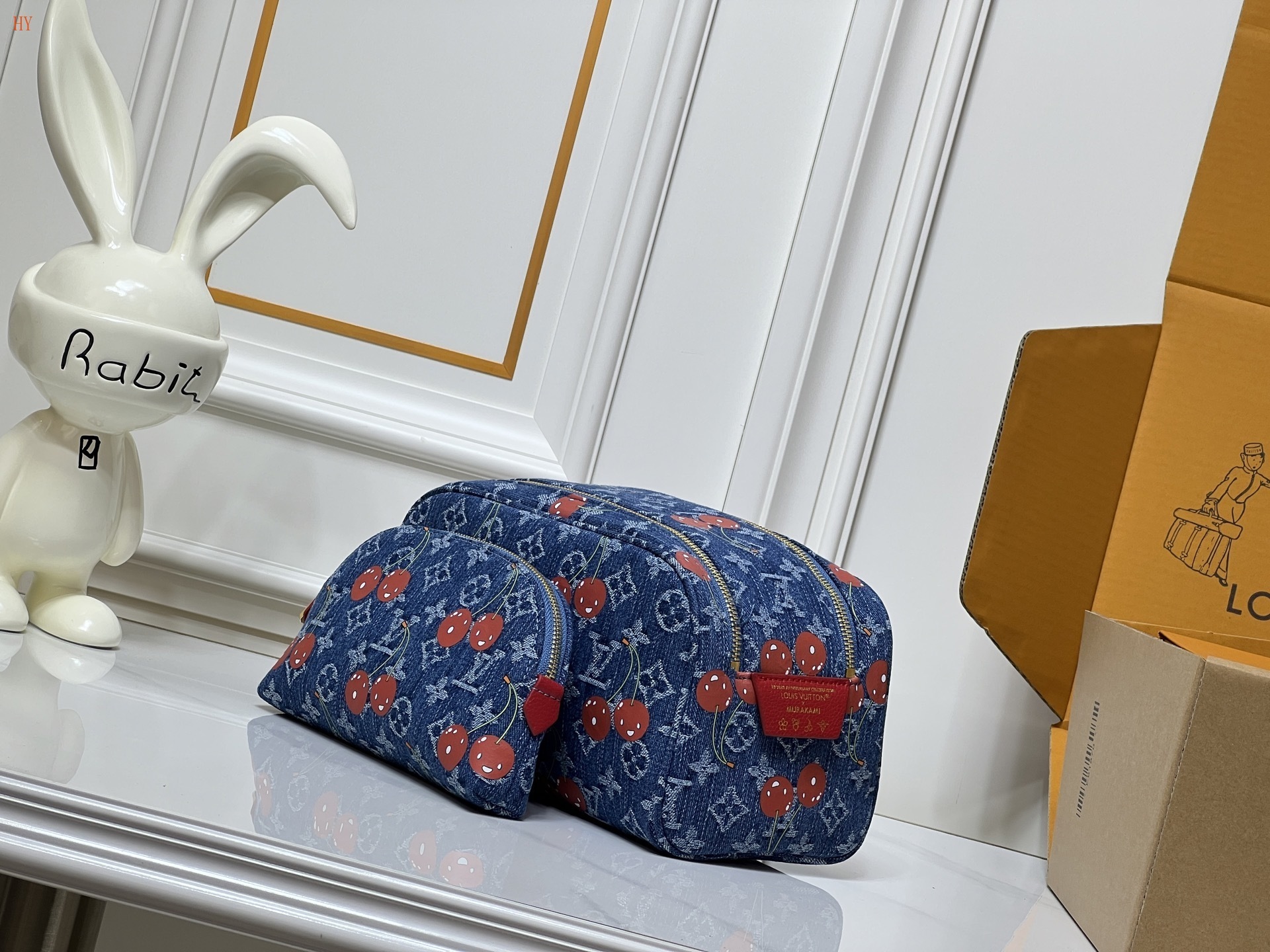 louis vuitton cherry print cosmetic pouch set - 28x15x16.5 cm - Image 7