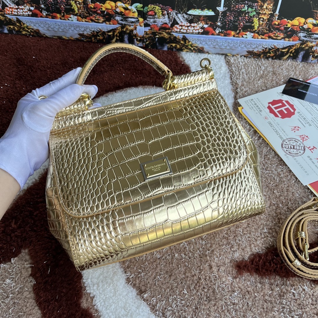 dolce & gabbana gold crocodile-effect handbag - Image 8
