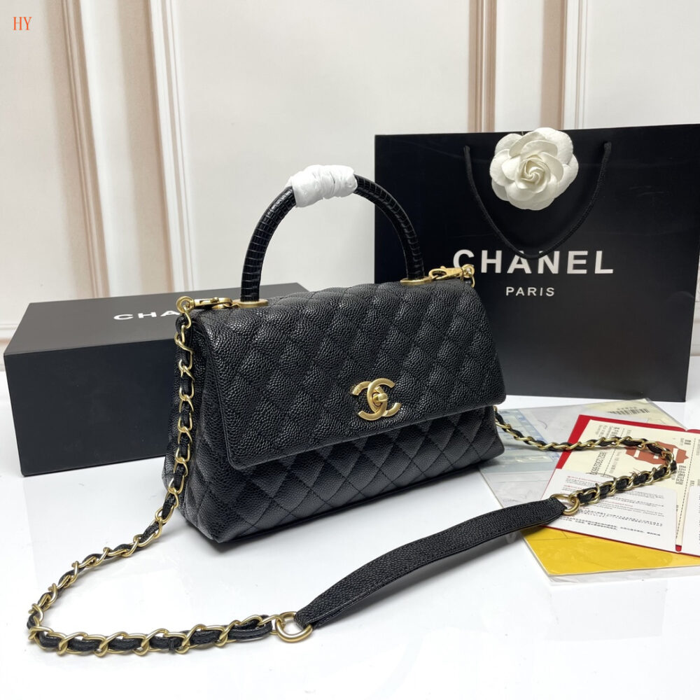 chanel black quilted handbag with gold accents - Image 8