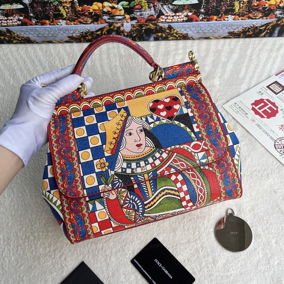 dolce & gabbana colorful queen print handbag 25*20*12.5 cm - Image 8