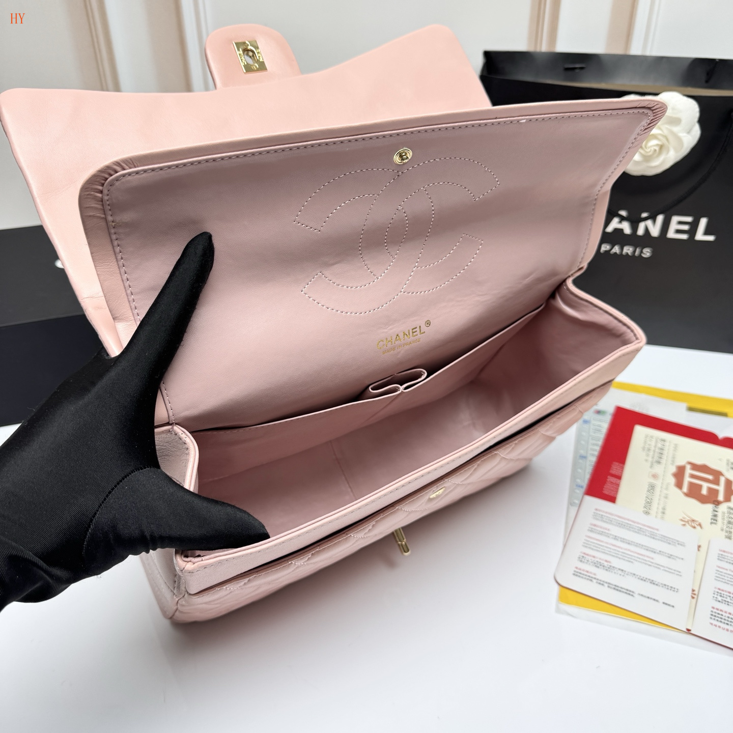 chanel pink quilted flap bag 33*22*9 - Image 8