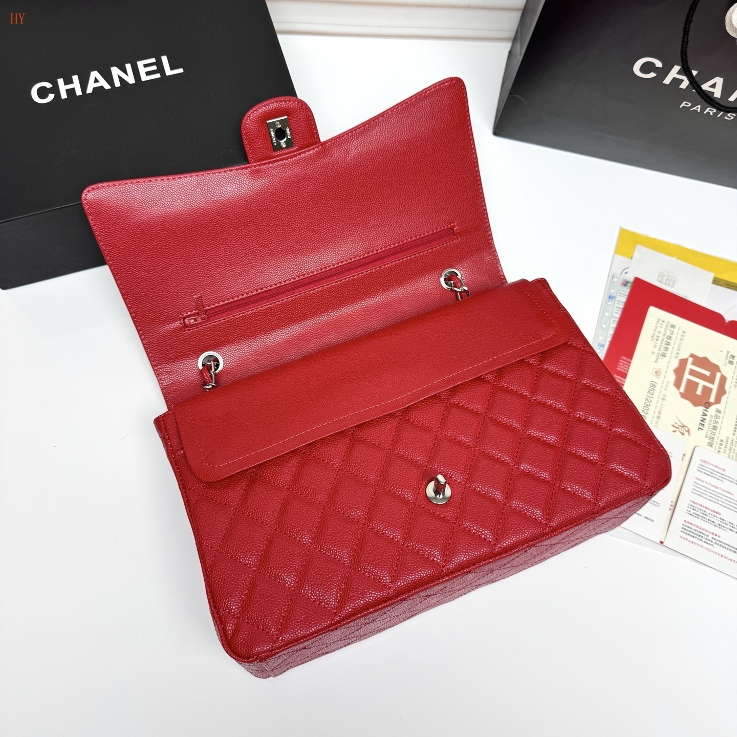 chanel quilted wallet on chain - 33x22x9 cm, burgundy - Image 8