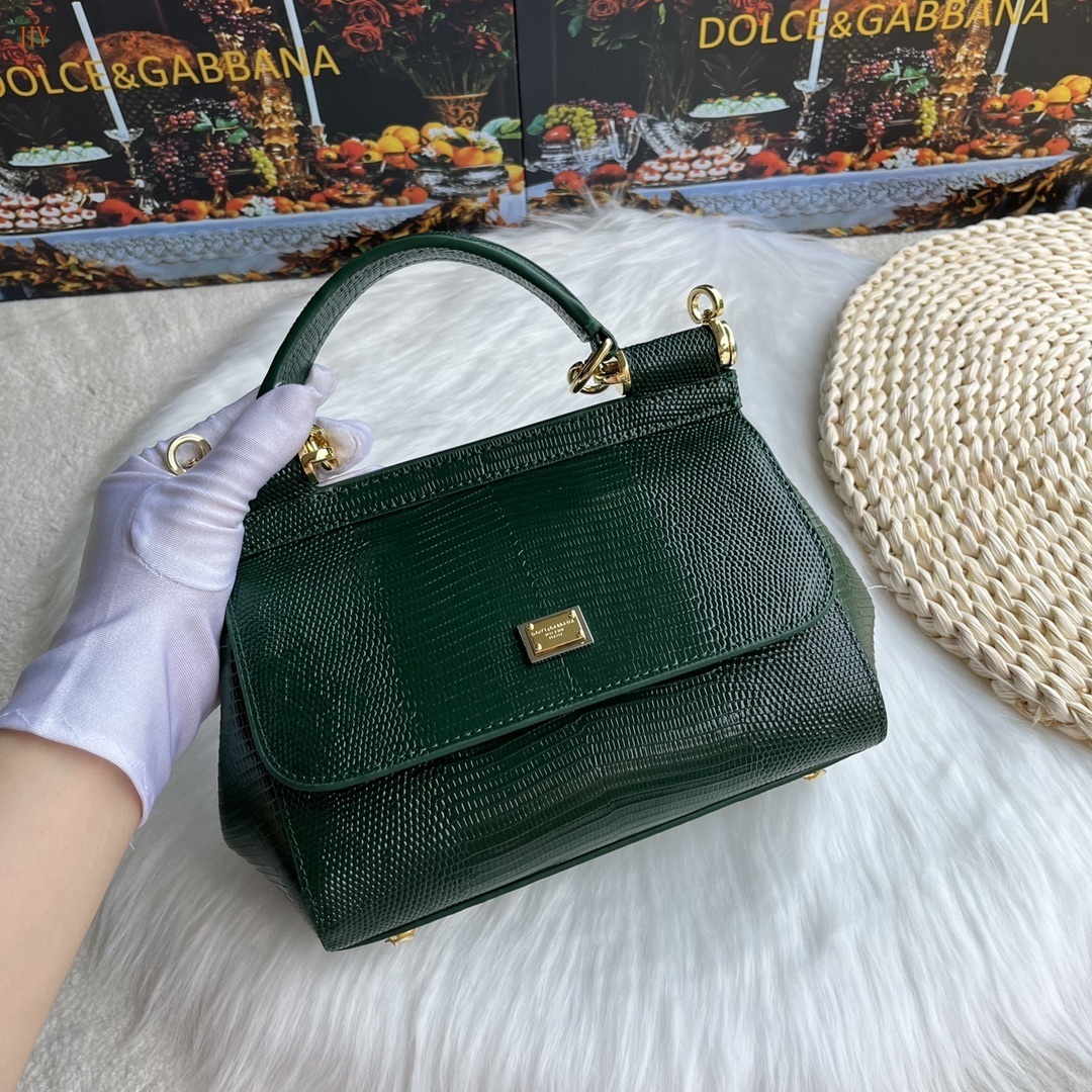 dolce & gabbana green crocodile-embossed handbag 20*17*7 - Image 8