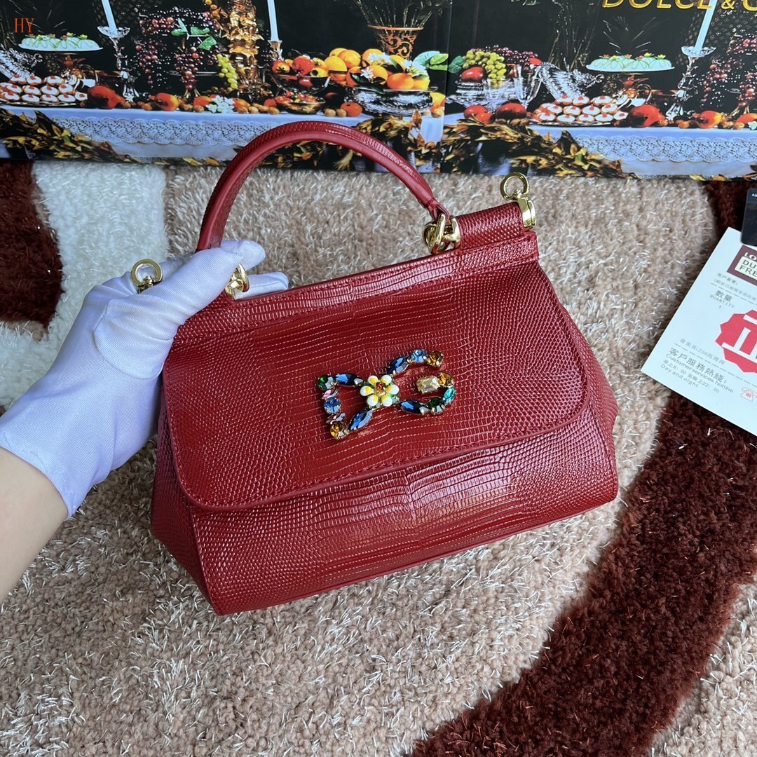 dolce & gabbana red handbag with decorative bow - 20x17x7 cm - Image 8