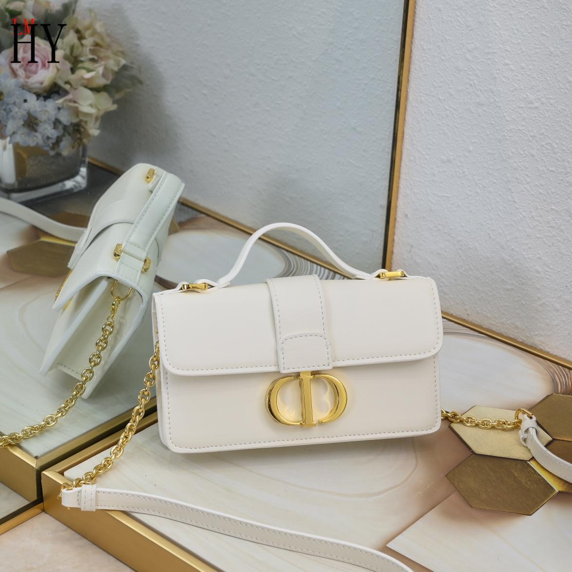 dior white handbag 20x10x4 cm with gold accents