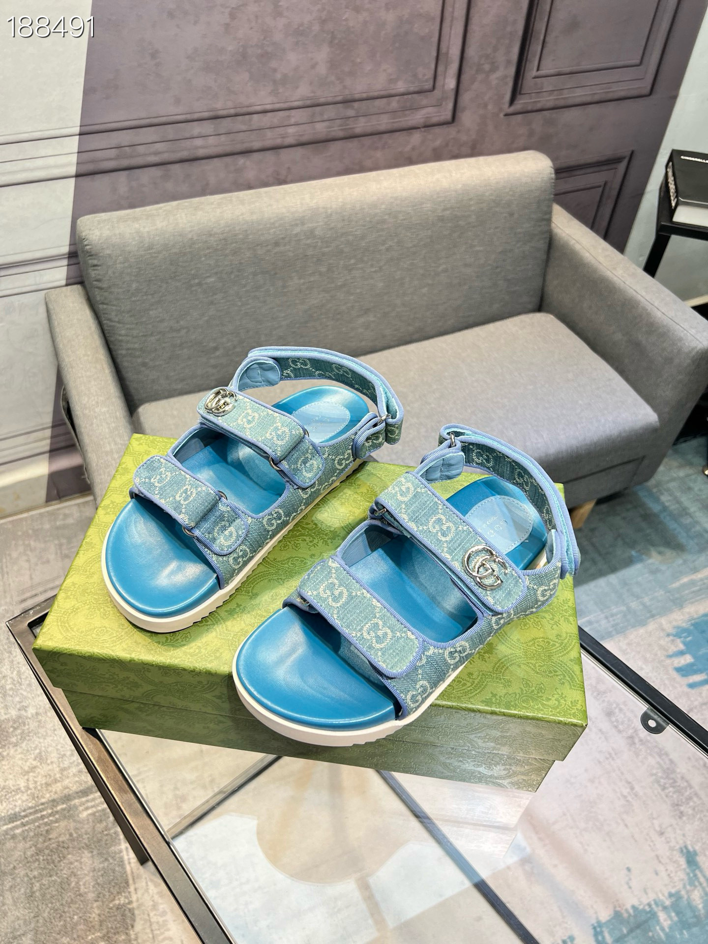 gucci g 35-44 lyt250 blue sandals - Image 8