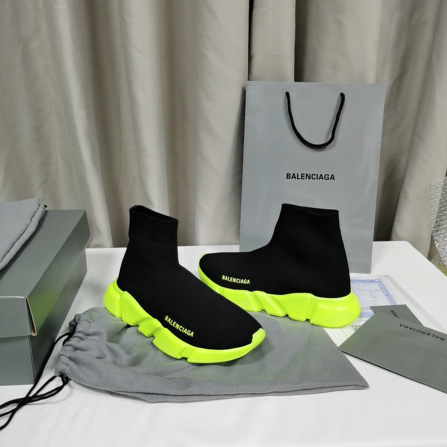 balenciaga sock sneakers - size 35-44 - black/neon yellow - Image 8