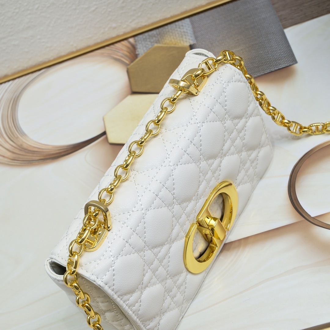 dior quilted white handbag with gold chain - Image 8