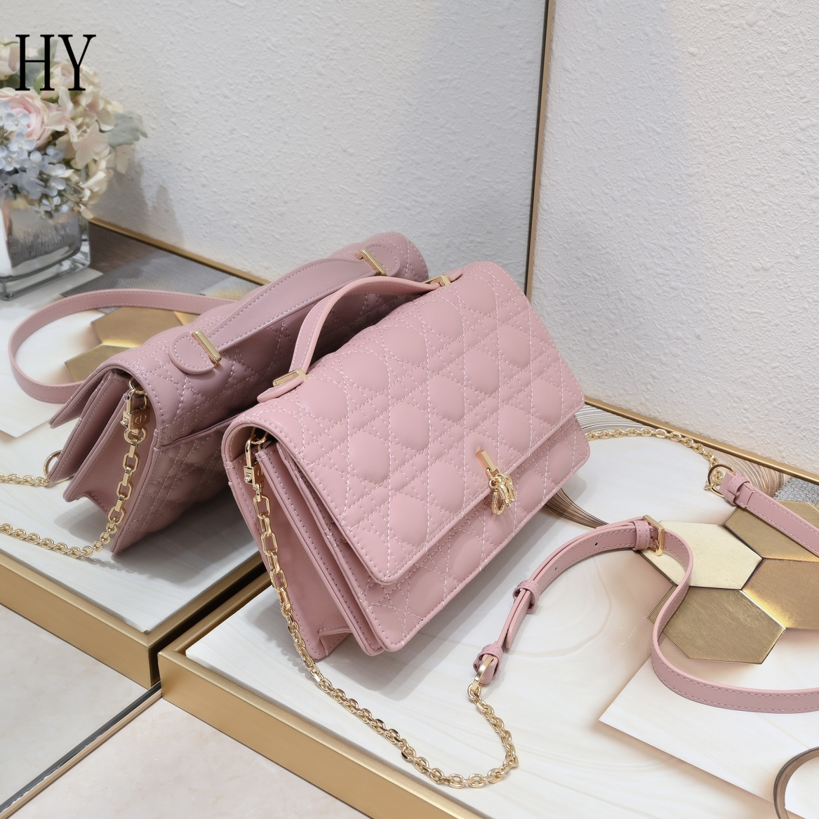 dior pink quilted handbag - 24x7.5x14 cm - Image 8