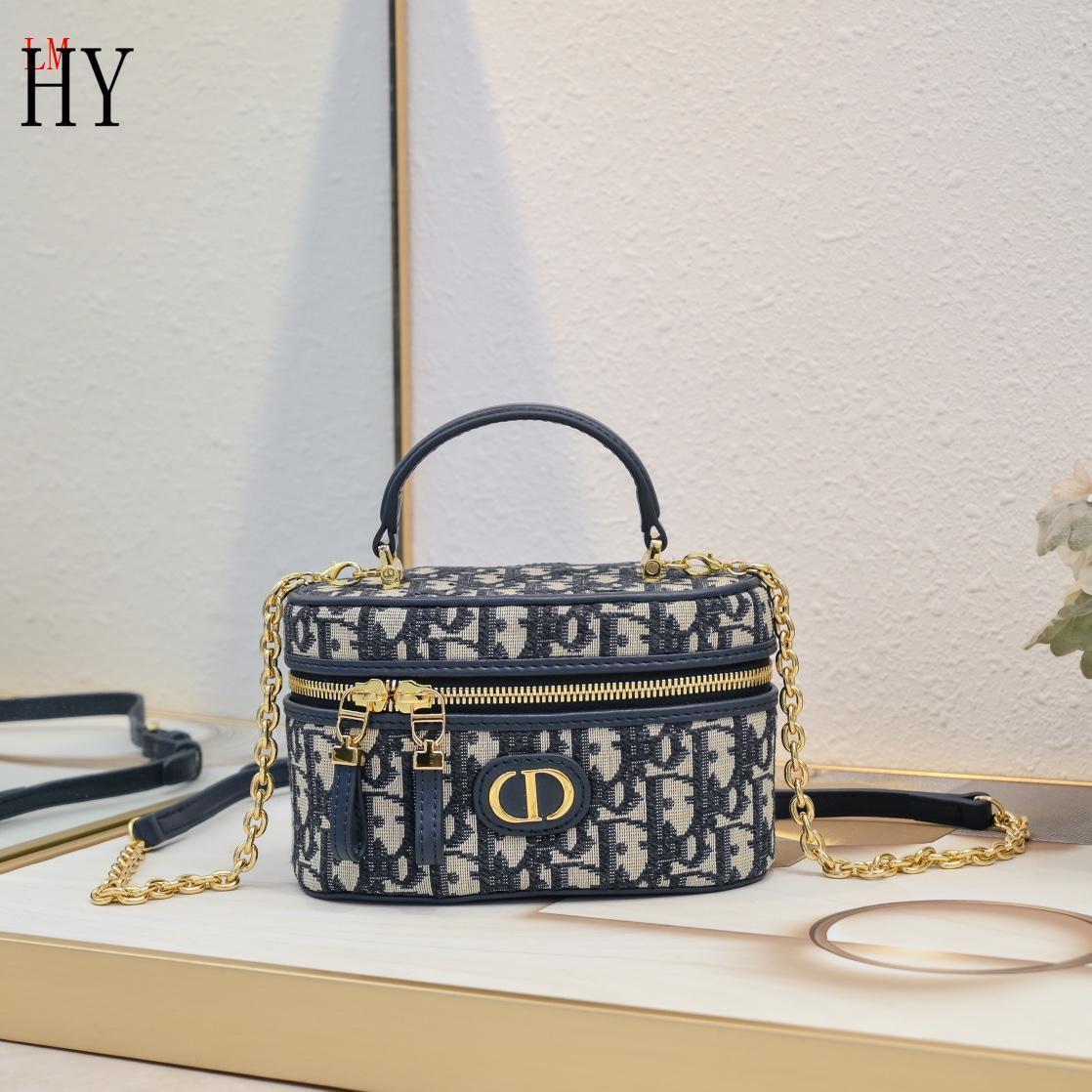 dior 16.5x8x9.5 cosmetic case - navy