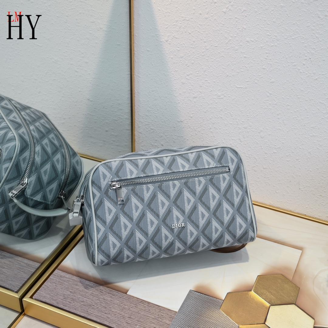 dior gray cosmetic bag 24.5x14.5x13 cm