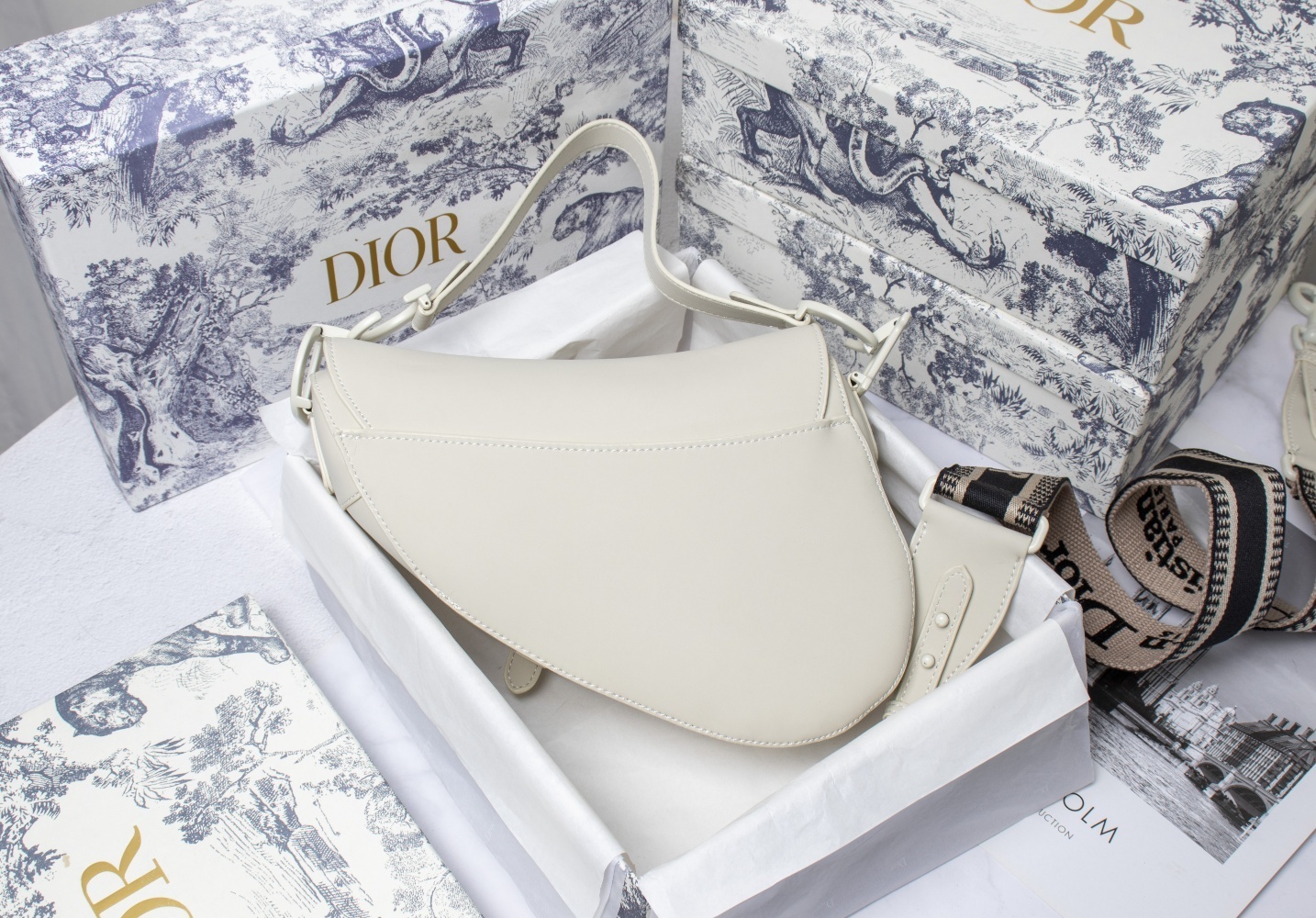 dior saddle bag - 25.5 x 20 x 6.5 cm - cream - Image 8