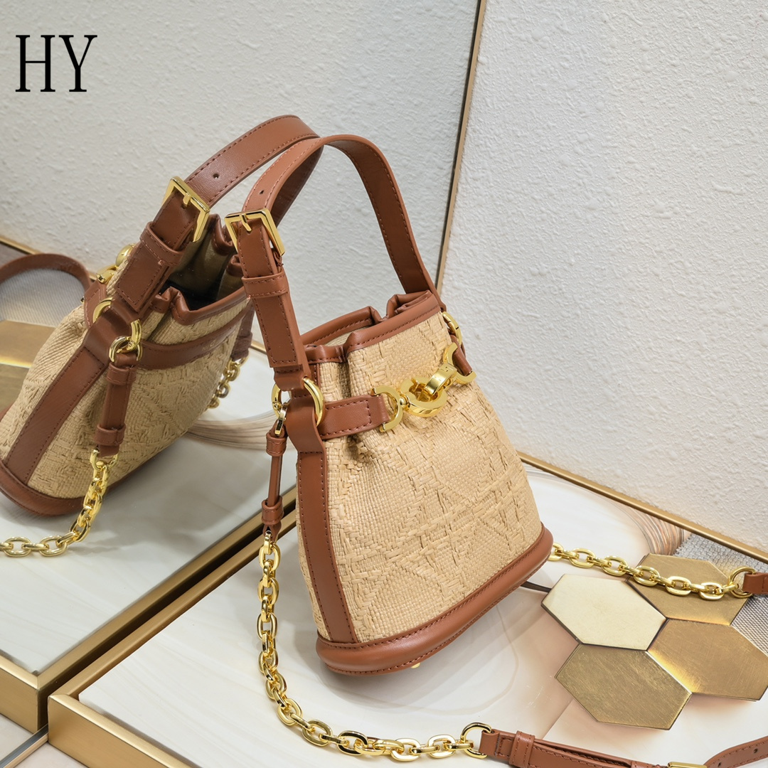 dior mini bucket bag 17x7x18 cm - beige & brown - Image 8