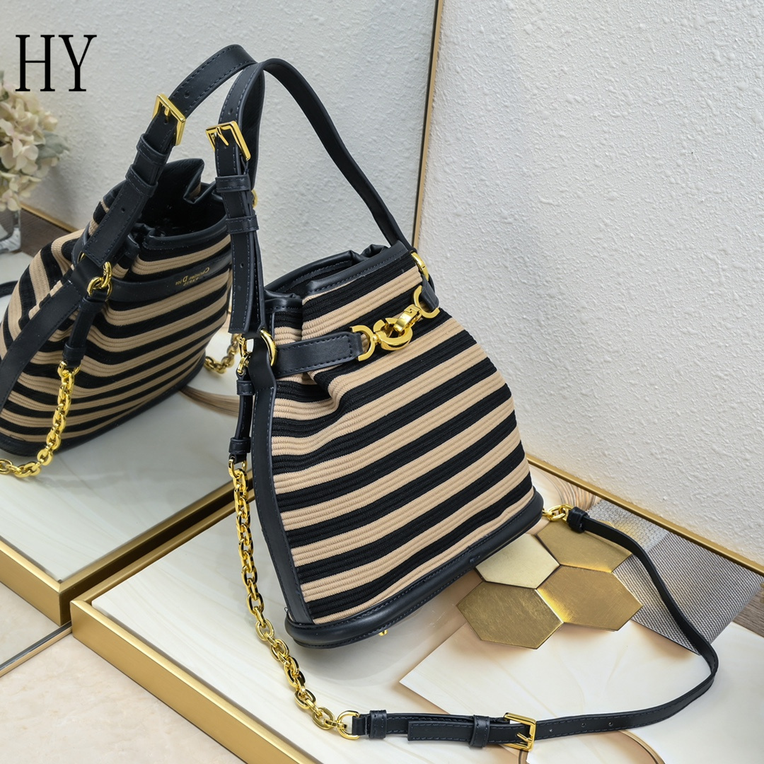 dior striped bucket bag - 24x24.5x10 cm - Image 8