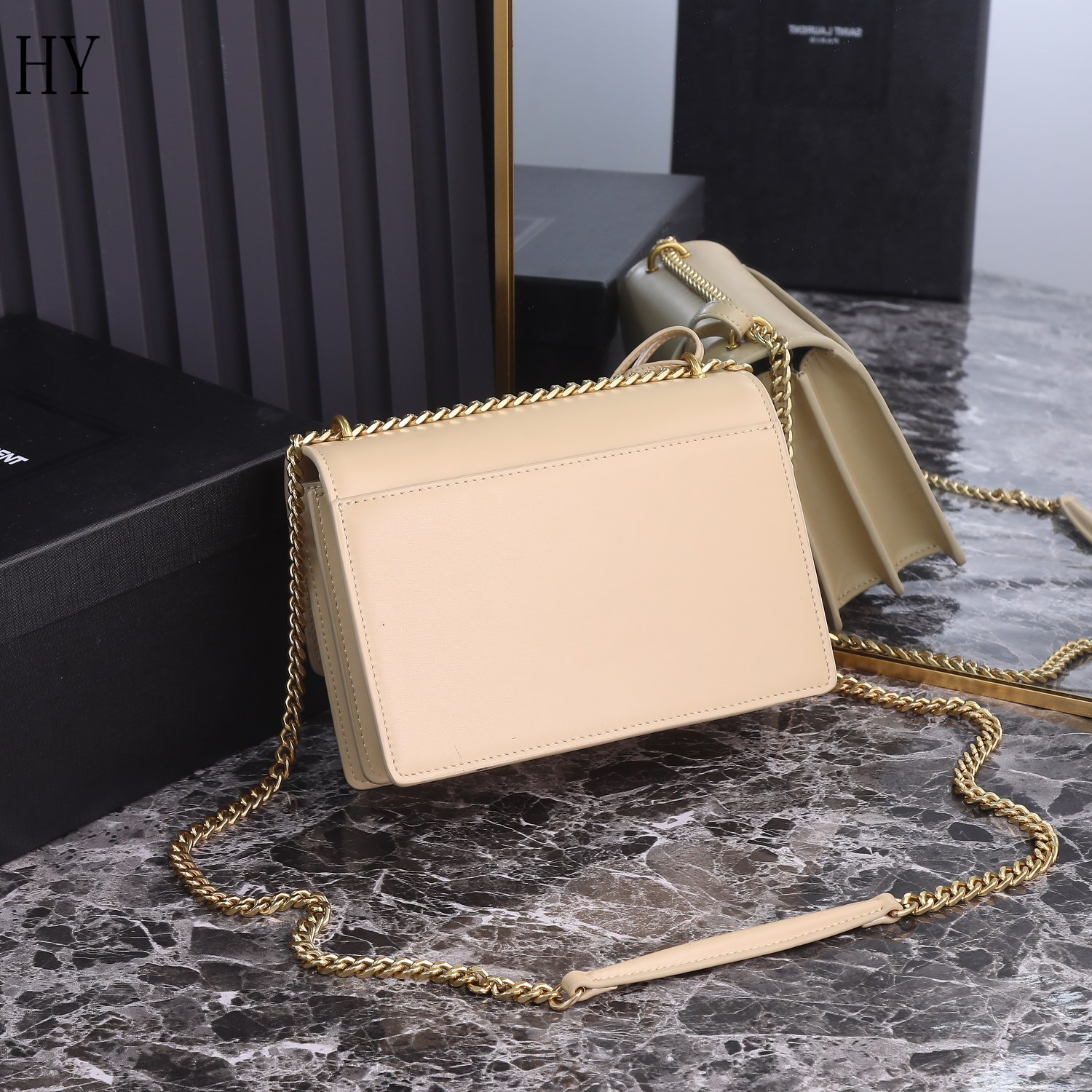 yves saint laurent beige leather crossbody bag - 22x16x9 cm - Image 8