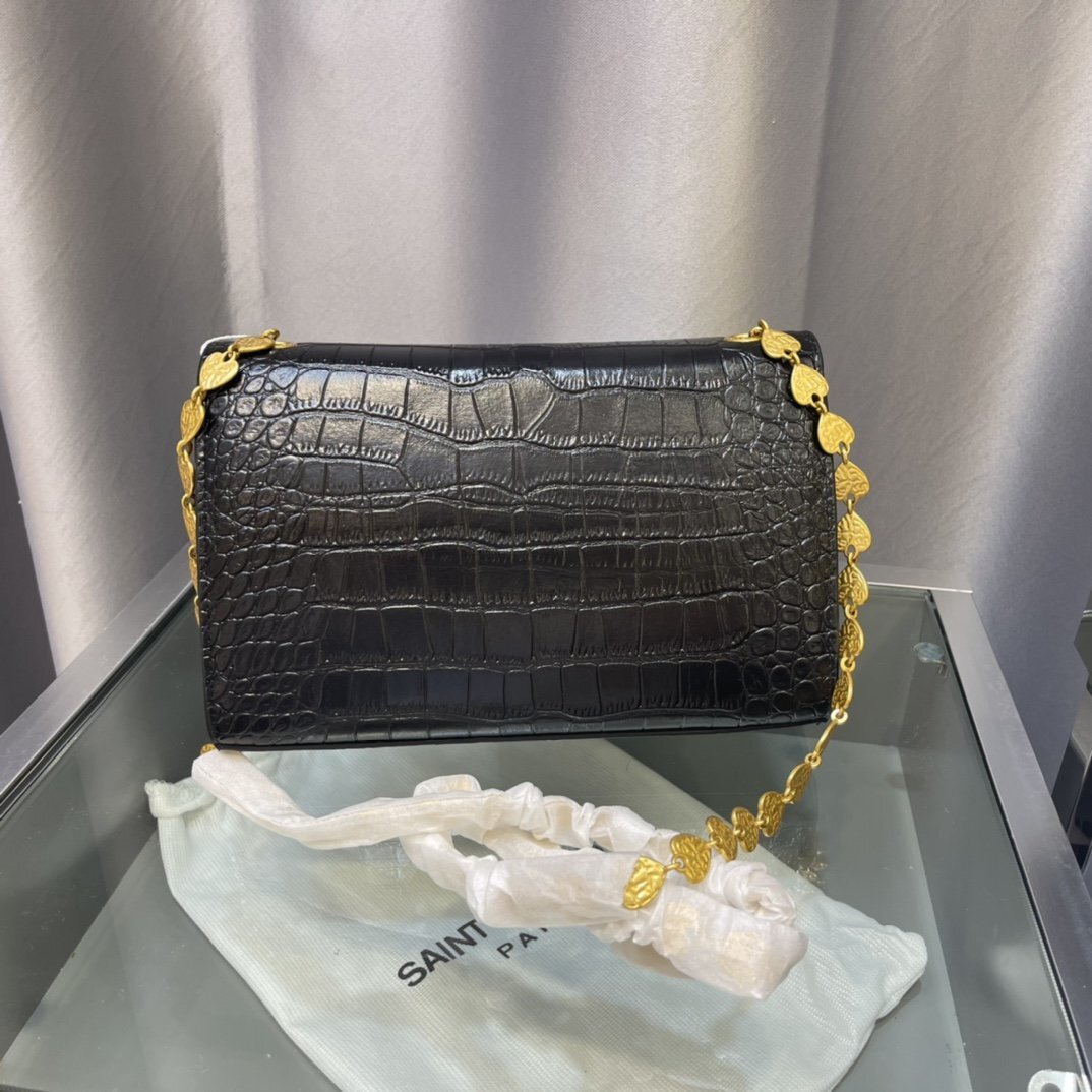 yves saint laurent black croc-embossed leather wallet - Image 8
