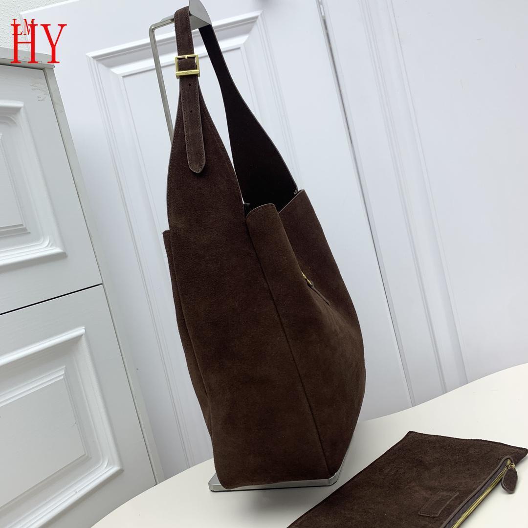 yves saint laurent brown suede hobo bag with pouch - Image 8