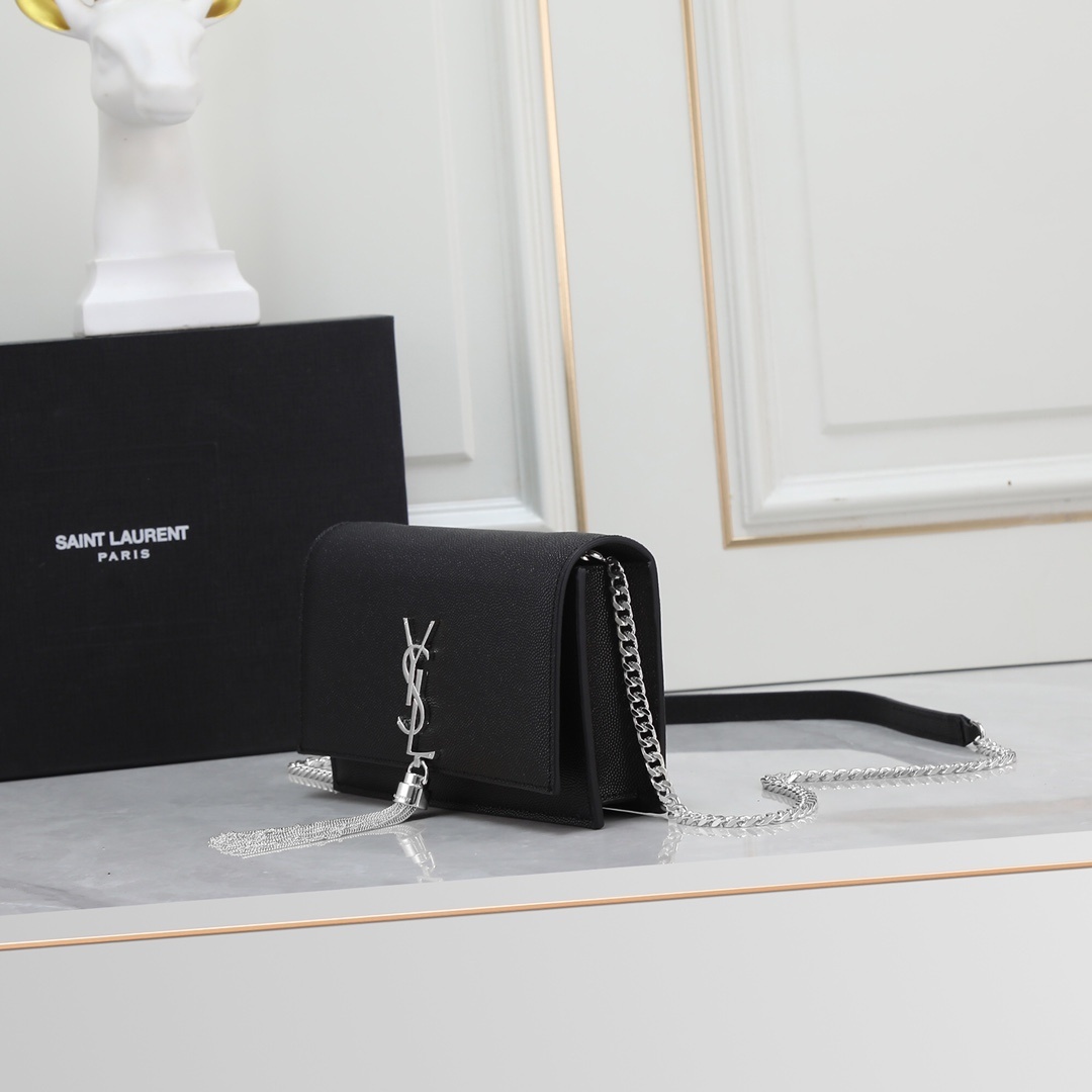 yves saint laurent black wallet on chain - 19x12.5x4 cm - Image 8